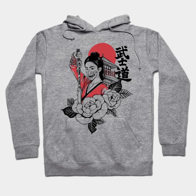 Bushido Cyberpunk Samurai Girl Hoodie by mituturi